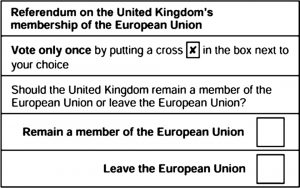 Wahlzettel zum Brexit-Referendum