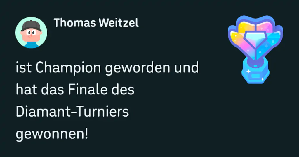 Anzeige im Feed nach Abschluss des Turniers